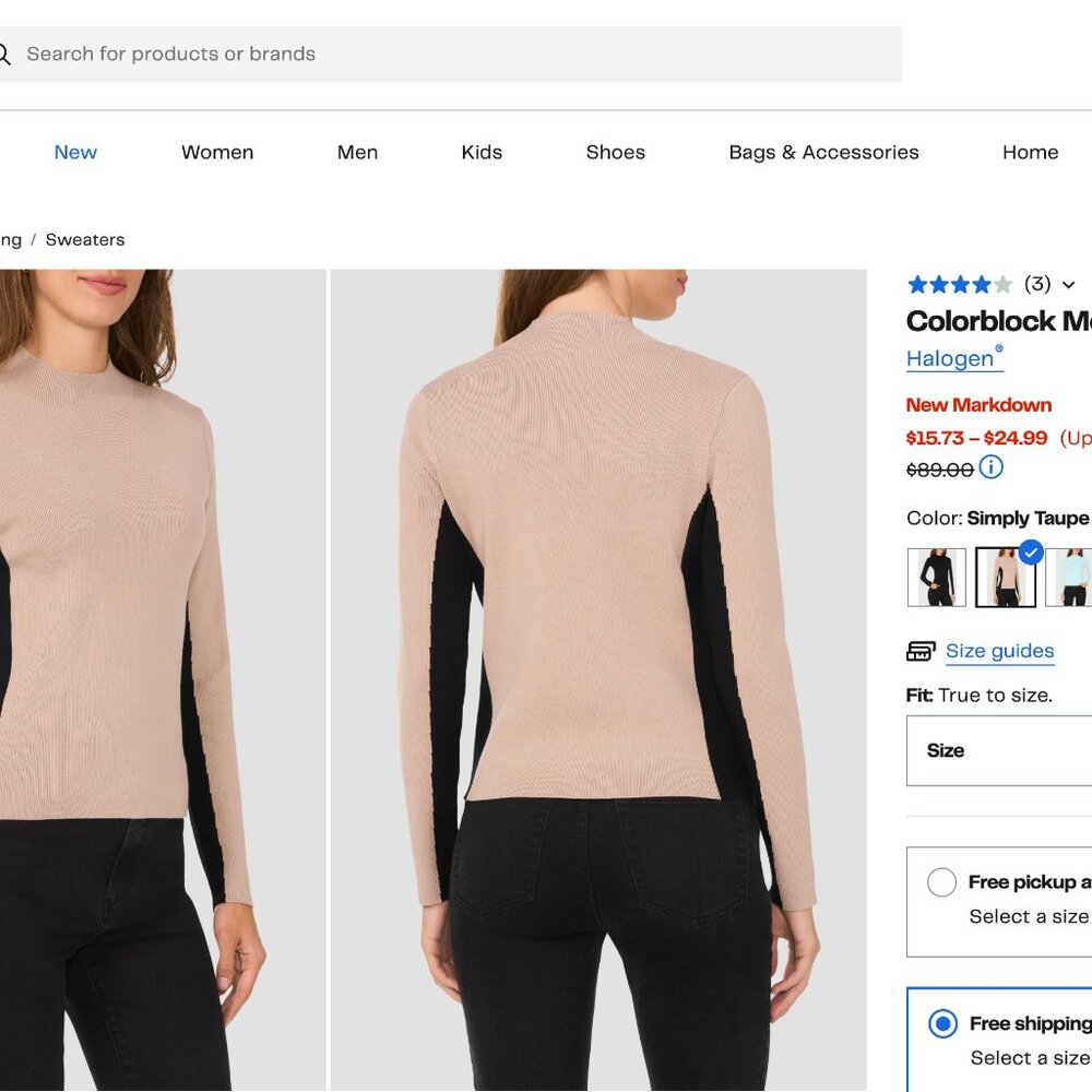 Halogen Colorblock Mock Neck Sweater